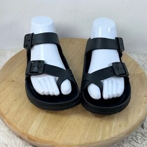 Aloha‎ Island Sandals Slide Thong Buckle Adjustable Black Comfort Size Unknown
